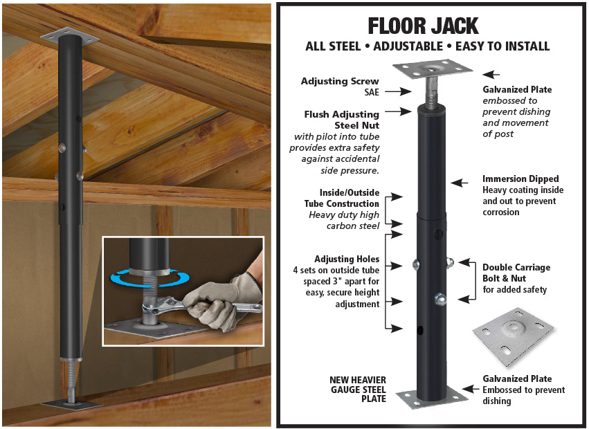 7 in. 4 ft Jack Post 4 ft Adjustable House Floor Leveling Lift Support Column 